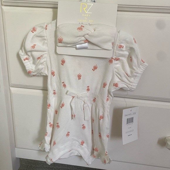 Rachel Zoe Cream Baby Romper and Headband Set - Picture 1 of 3